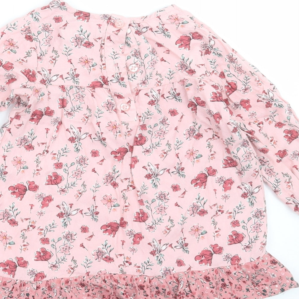 Primark Girls Pink Floral Viscose Shift  Size 12-18 Months  Round Neck