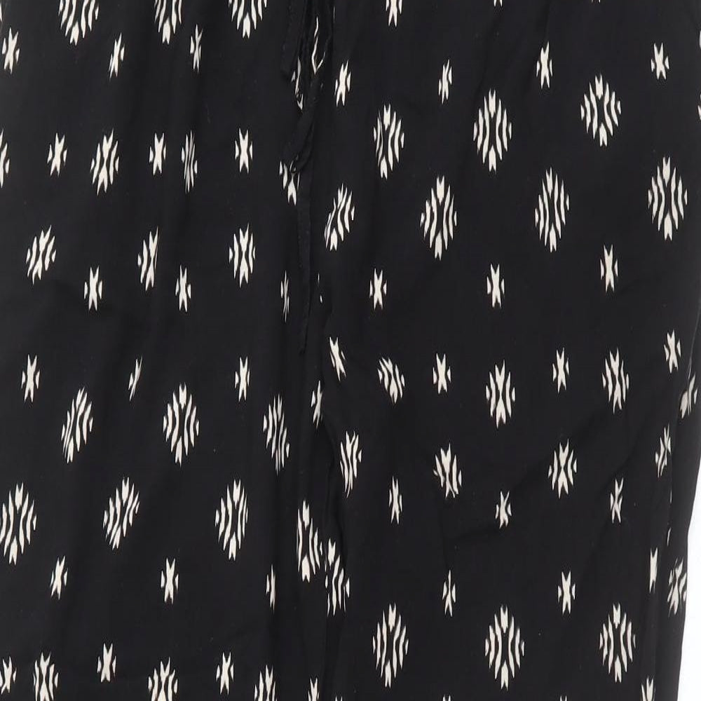 New Look Womens Black Geometric Viscose Bloomer Trousers Size 14 L27 in Regular