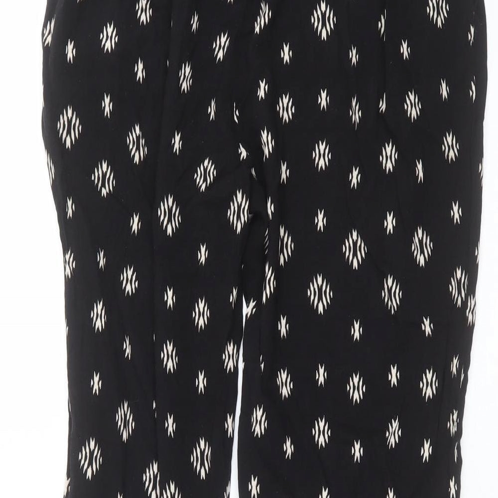New Look Womens Black Geometric Viscose Bloomer Trousers Size 14 L27 in Regular