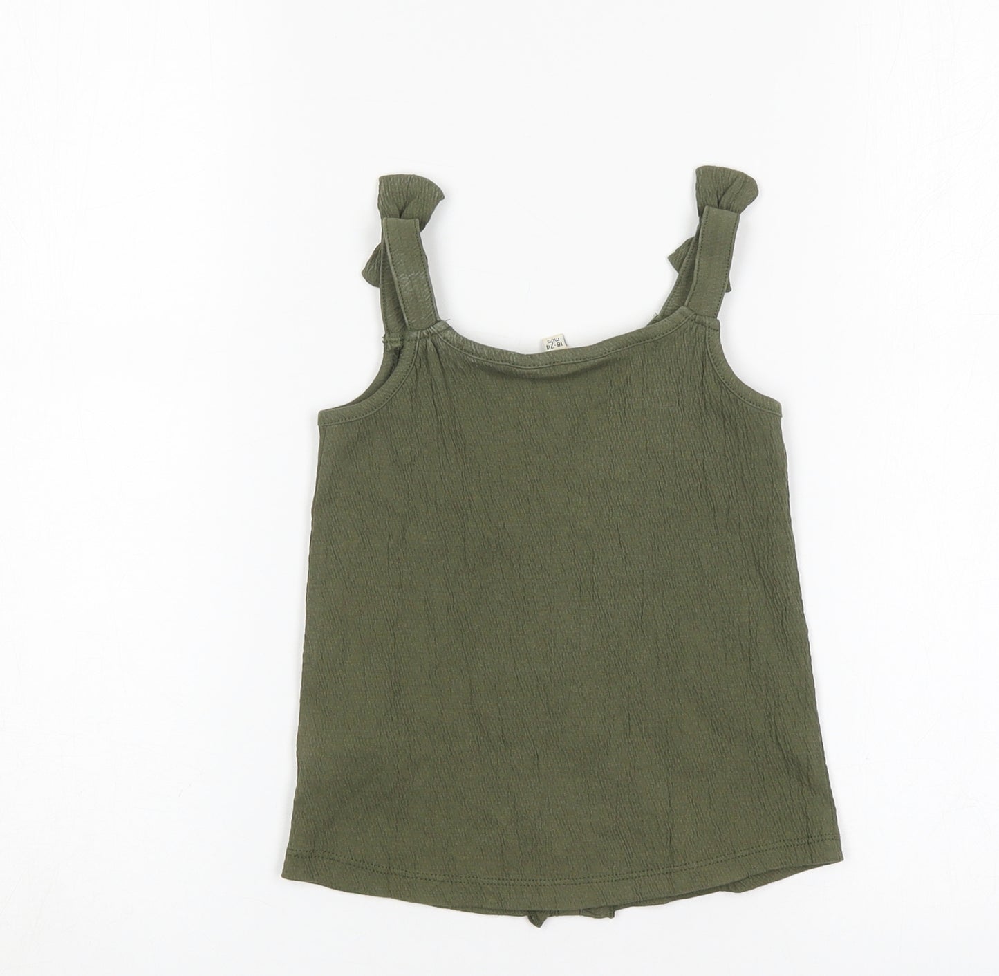 River Island Girls Green  Cotton Basic Tank Size 18-24 Months Round Neck