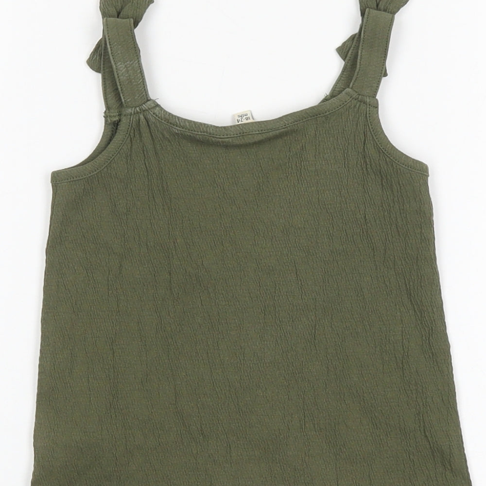 River Island Girls Green  Cotton Basic Tank Size 18-24 Months Round Neck