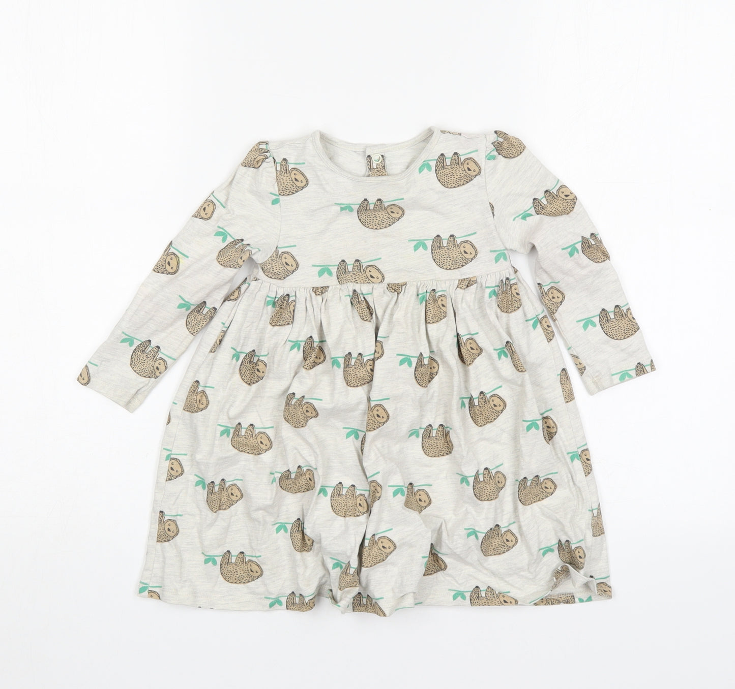 M&S Girls Multicoloured Animal Print Cotton A-Line  Size 18-24 Months  Round Neck