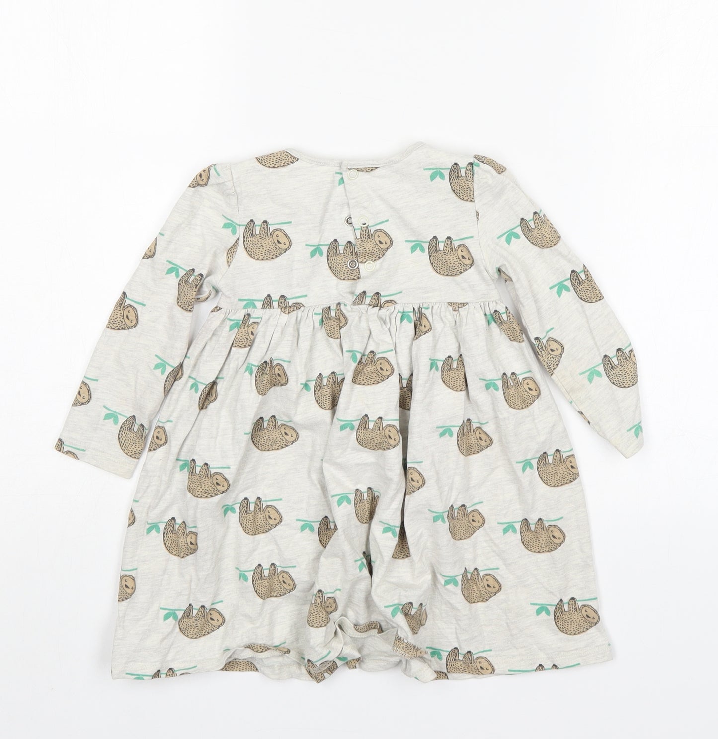 M&S Girls Multicoloured Animal Print Cotton A-Line  Size 18-24 Months  Round Neck