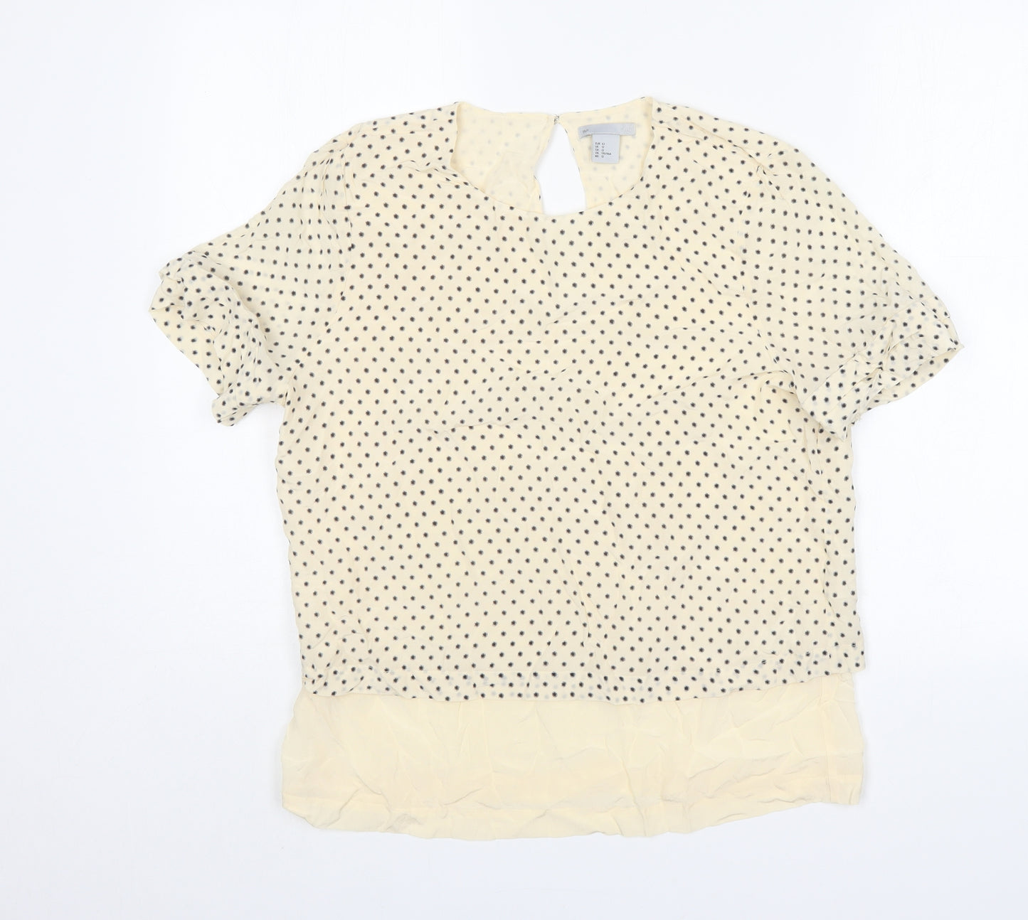 H&M Womens Multicoloured Polka Dot Silk Basic Blouse Size 14 Round Neck