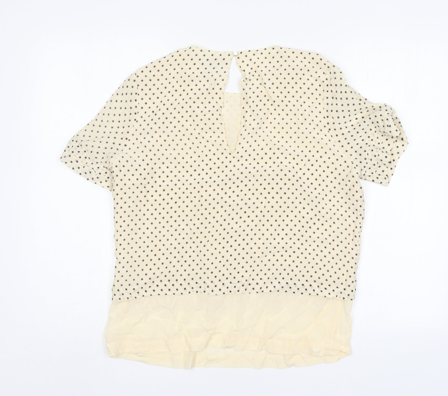 H&M Womens Multicoloured Polka Dot Silk Basic Blouse Size 14 Round Neck