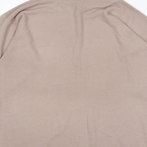 DE Mens Beige Mock Neck  Acrylic Pullover Jumper Size S