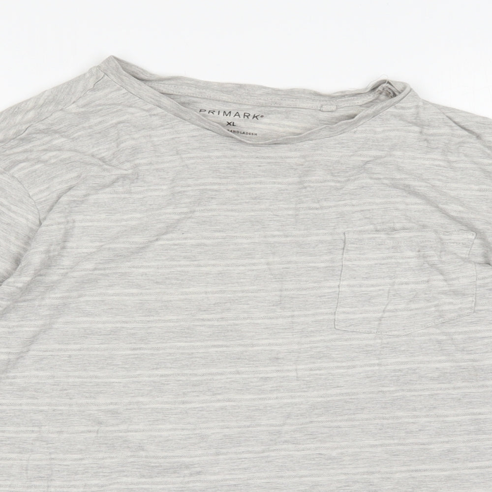 Primark Mens Grey Striped Cotton  Pyjama Top Size XL
