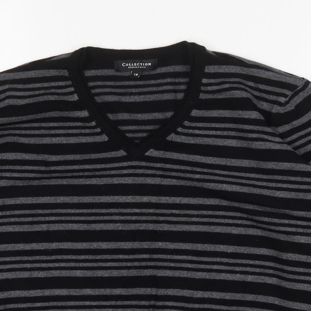 Debenhams Womens Multicoloured V-Neck Striped Viscose Pullover Jumper Size 18
