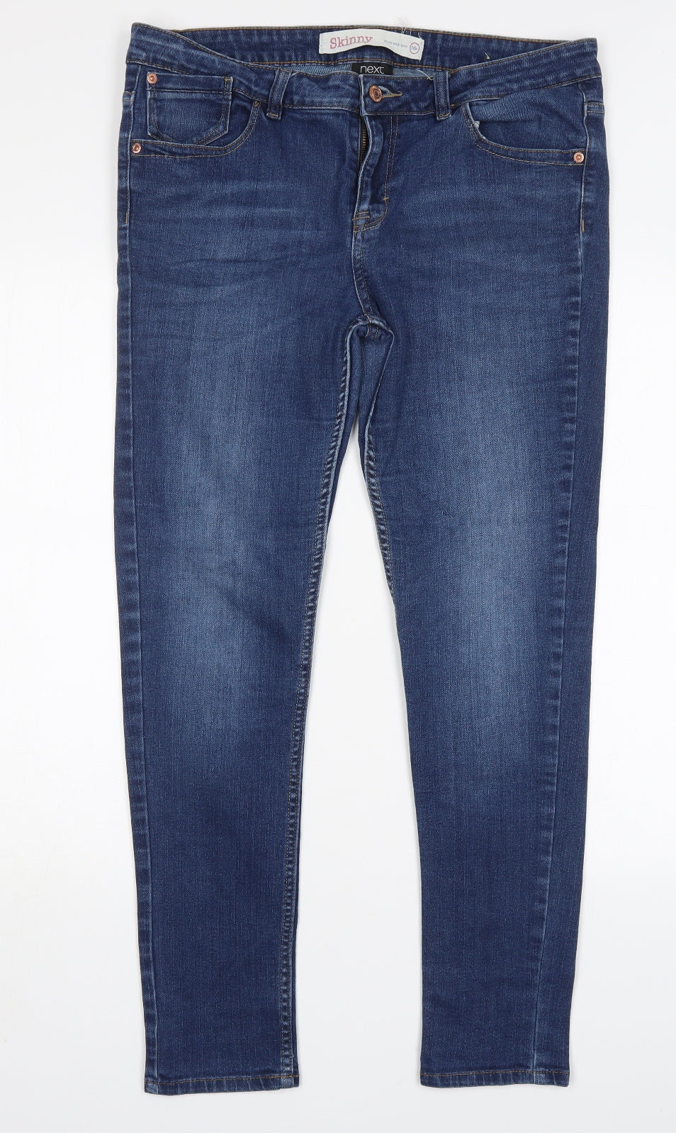 NEXT Womens Blue  Cotton Skinny Jeans Size 16 L29 in Regular