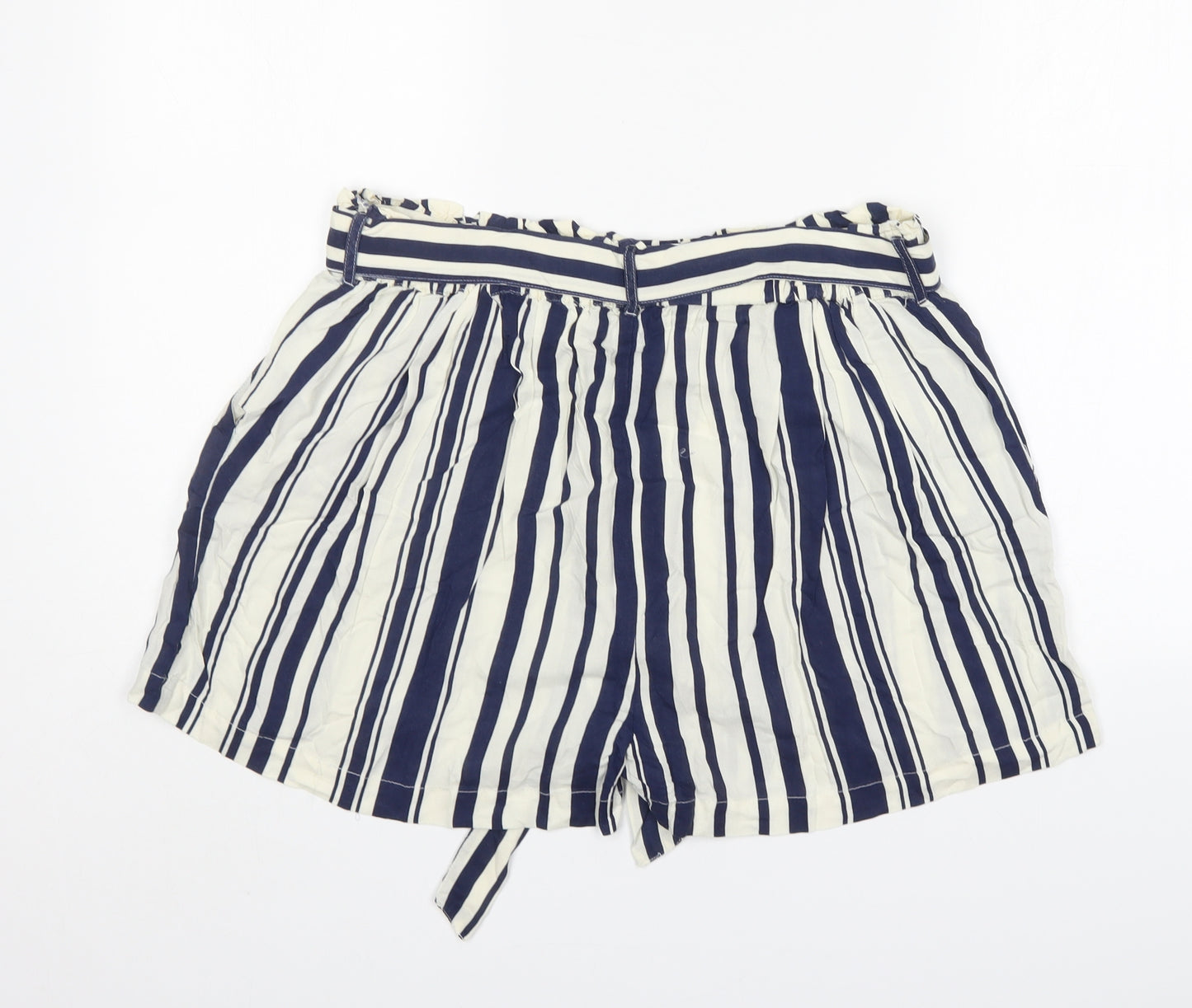 Primark Womens Multicoloured Striped Viscose Paperbag Shorts Size 16 L4 in Regular