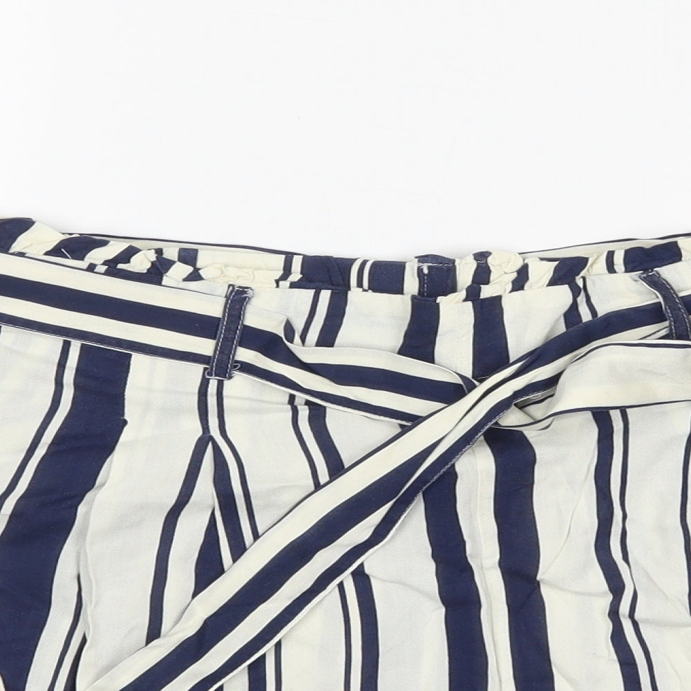 Primark Womens Multicoloured Striped Viscose Paperbag Shorts Size 16 L4 in Regular
