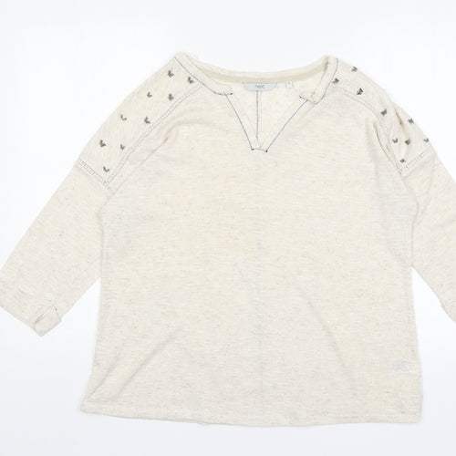 NEXT Womens Beige V-Neck  Polyester Pullover Jumper Size 18