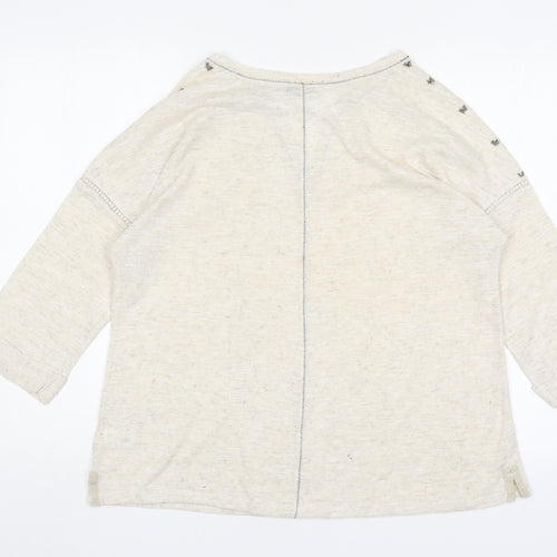 NEXT Womens Beige V-Neck  Polyester Pullover Jumper Size 18
