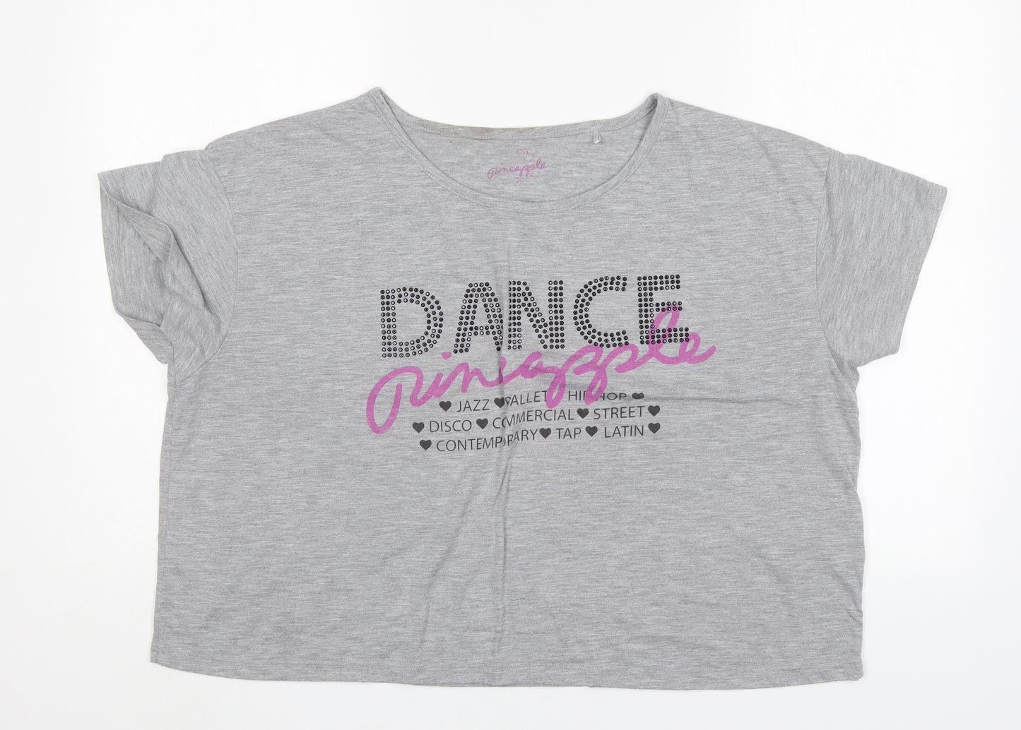 Pineapple Womens Grey  Polyester Basic T-Shirt Size 18 Round Neck