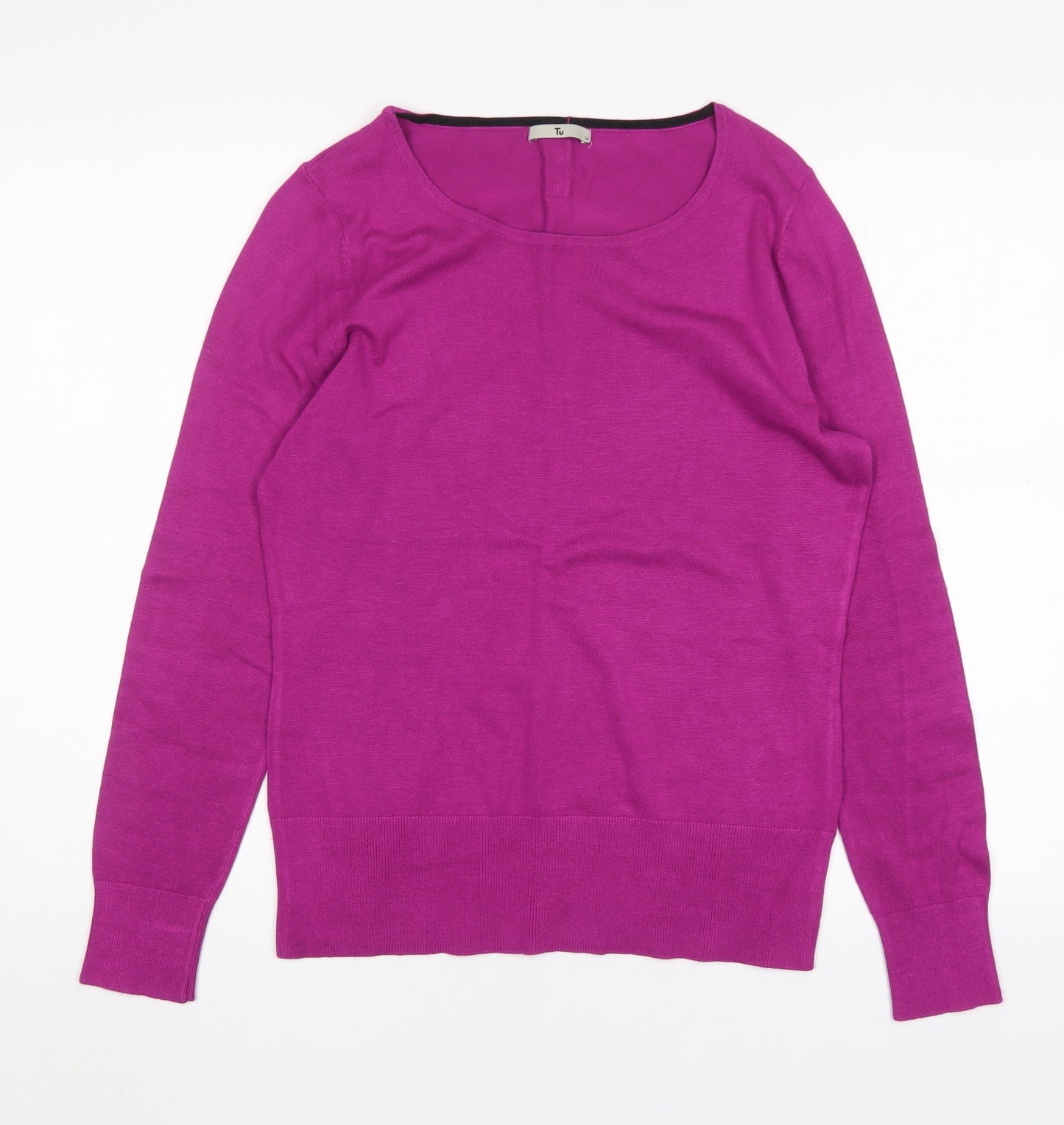 TU Womens Purple Round Neck  Viscose Pullover Jumper Size 14