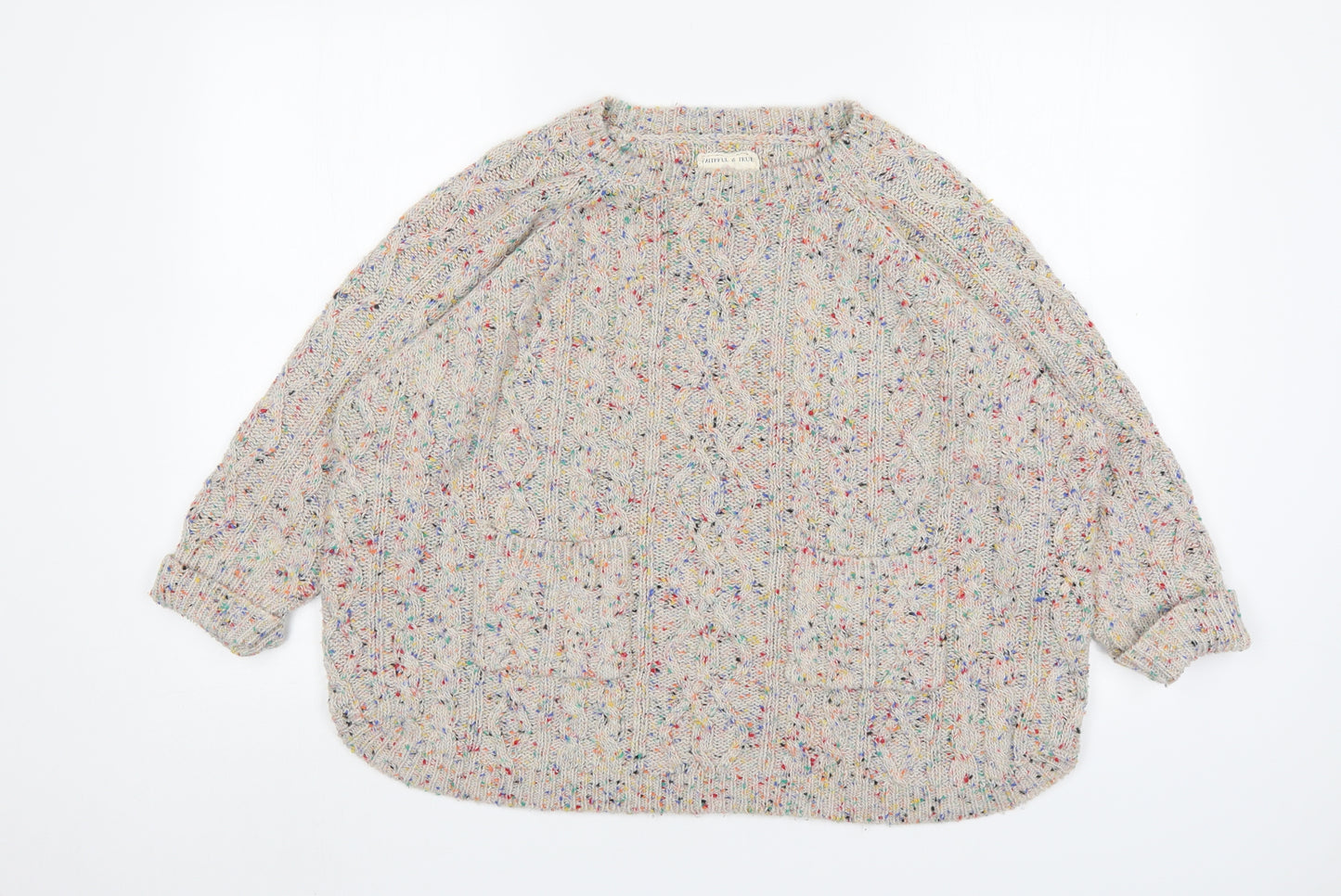 Mantaray Womens Multicoloured Round Neck Polka Dot Acrylic Pullover Jumper Size 18