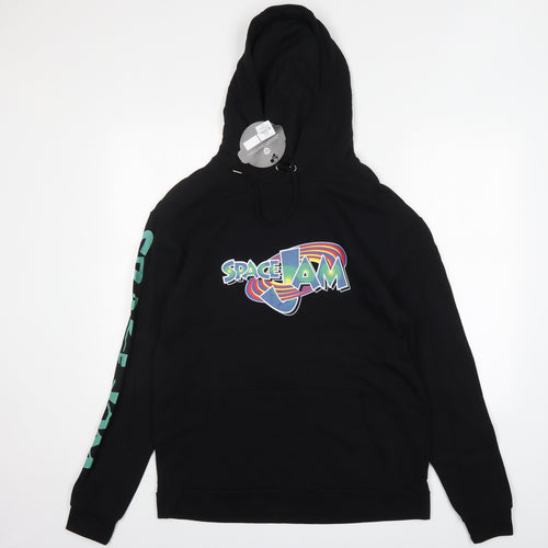 Primark Mens Black  Cotton Pullover Hoodie Size L   - Space Jam