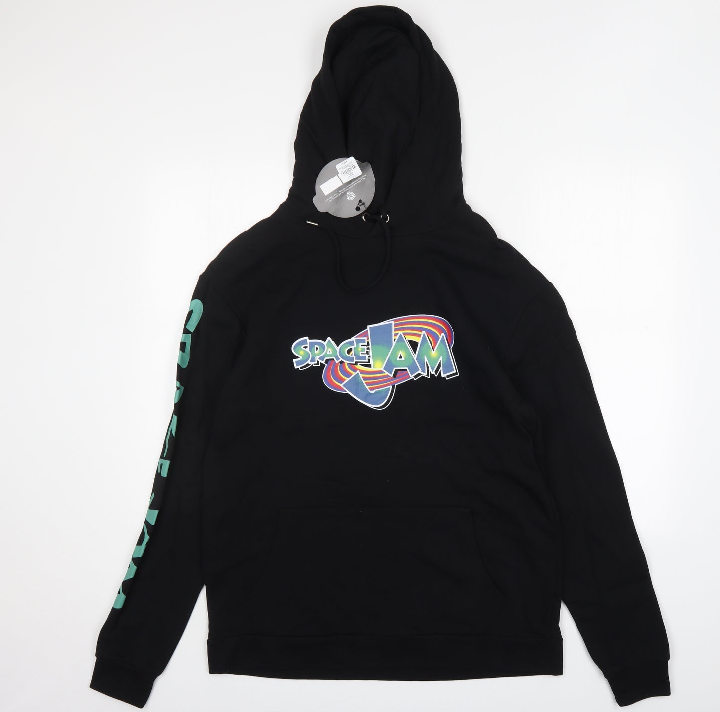 Primark Mens Black  Cotton Pullover Hoodie Size L   - Space Jam