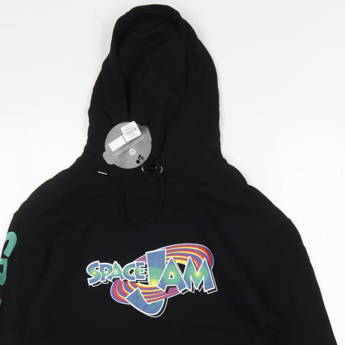 Primark Mens Black  Cotton Pullover Hoodie Size L   - Space Jam