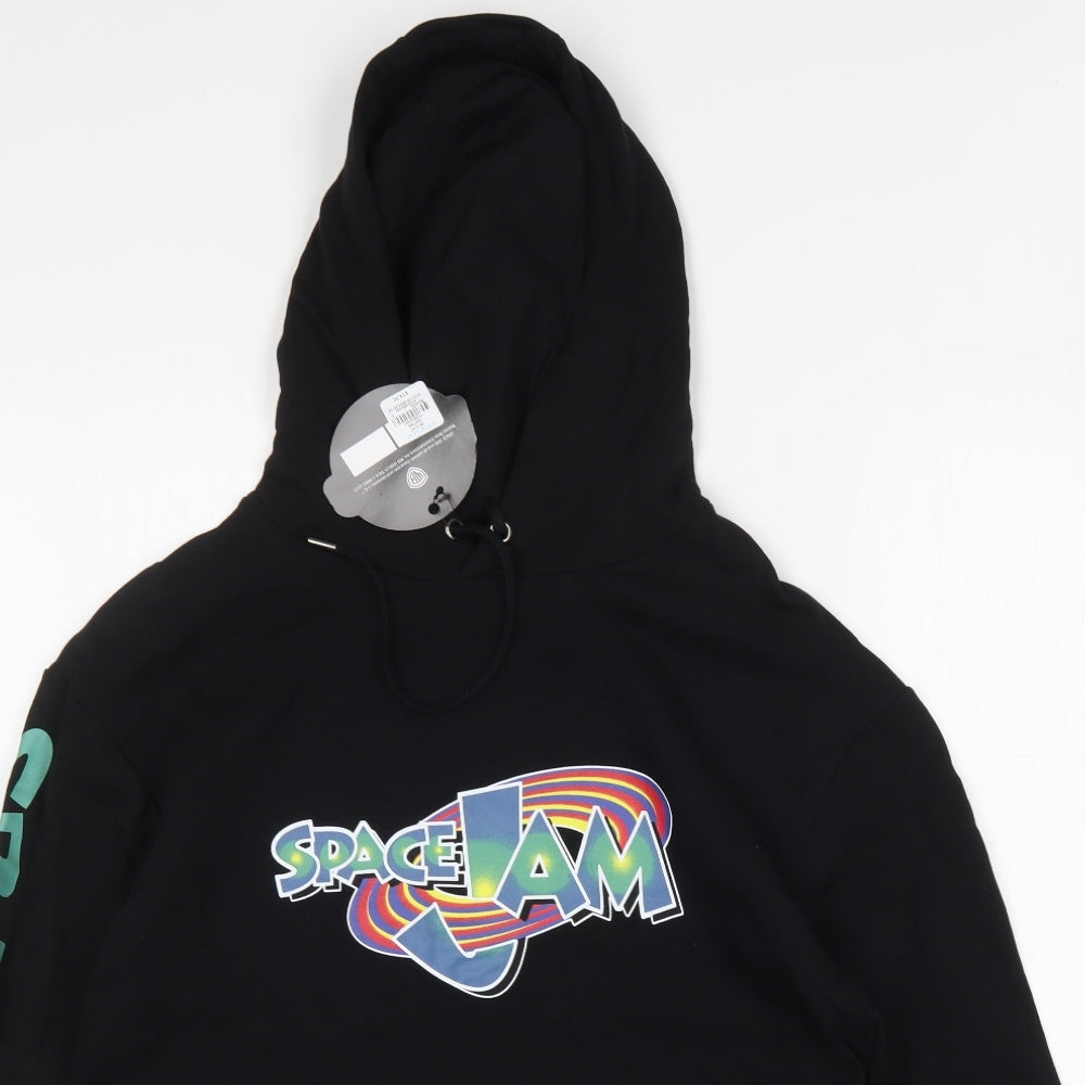 Primark Mens Black  Cotton Pullover Hoodie Size L   - Space Jam