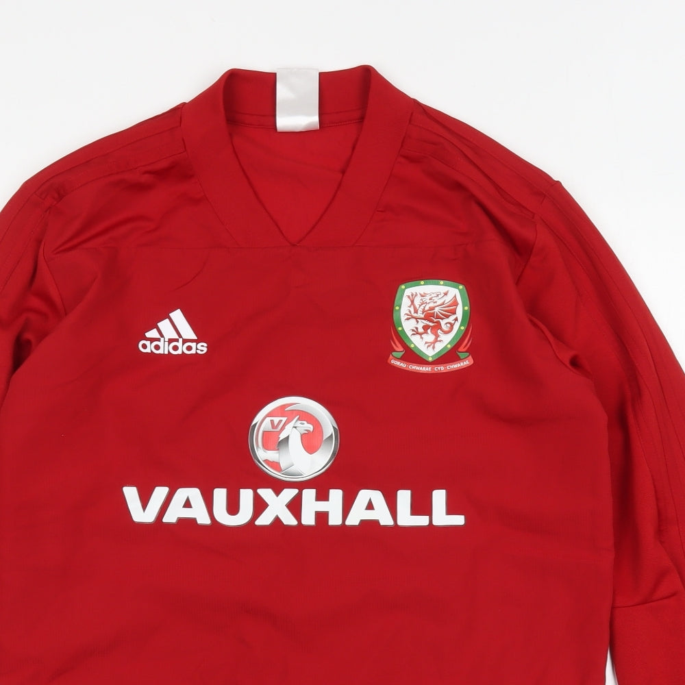 adidas Mens Red  Polyester Basic T-Shirt Size S V-Neck  - Wales