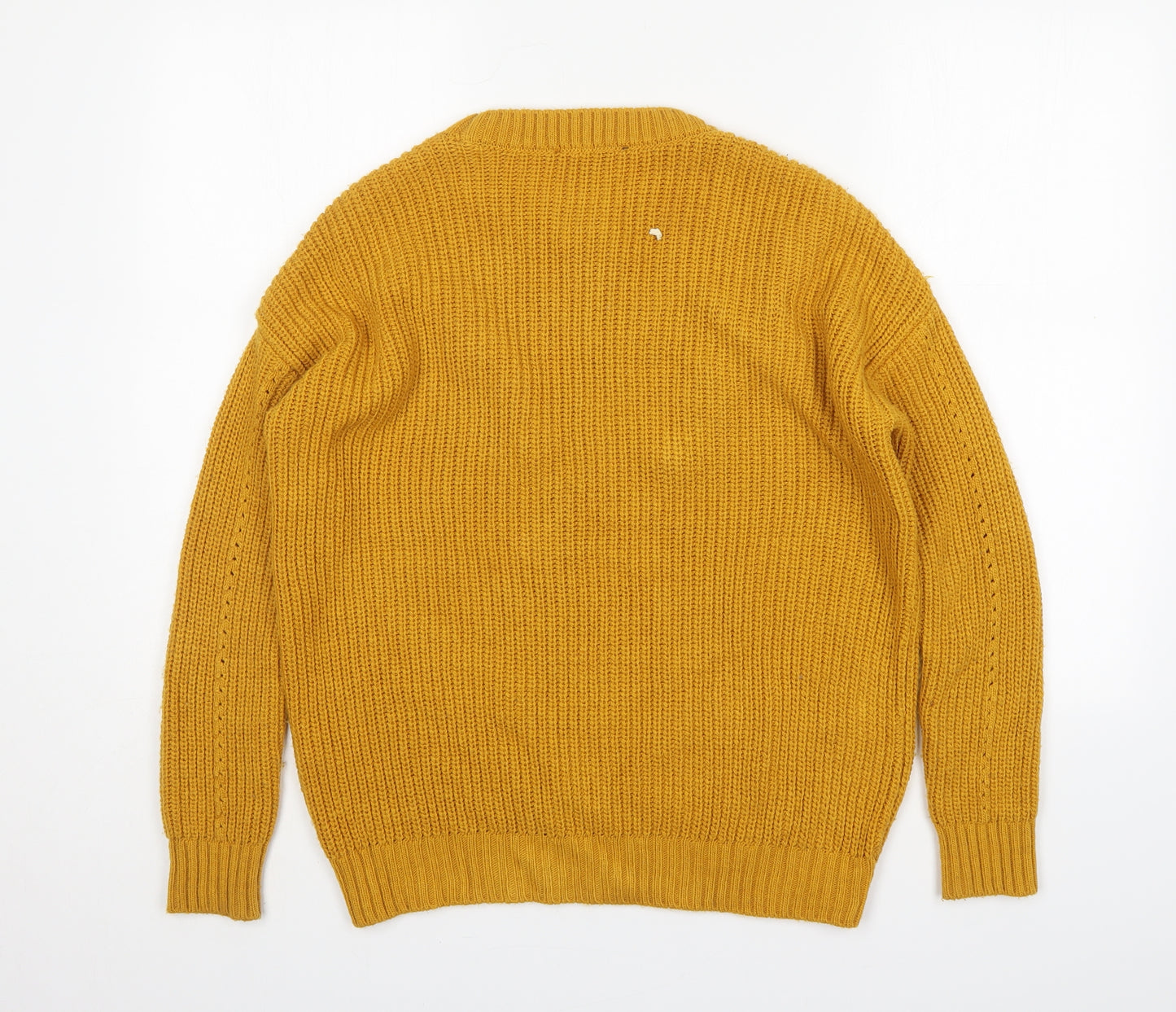 Priamrk Womens Yellow Round Neck  Acrylic Pullover Jumper Size S