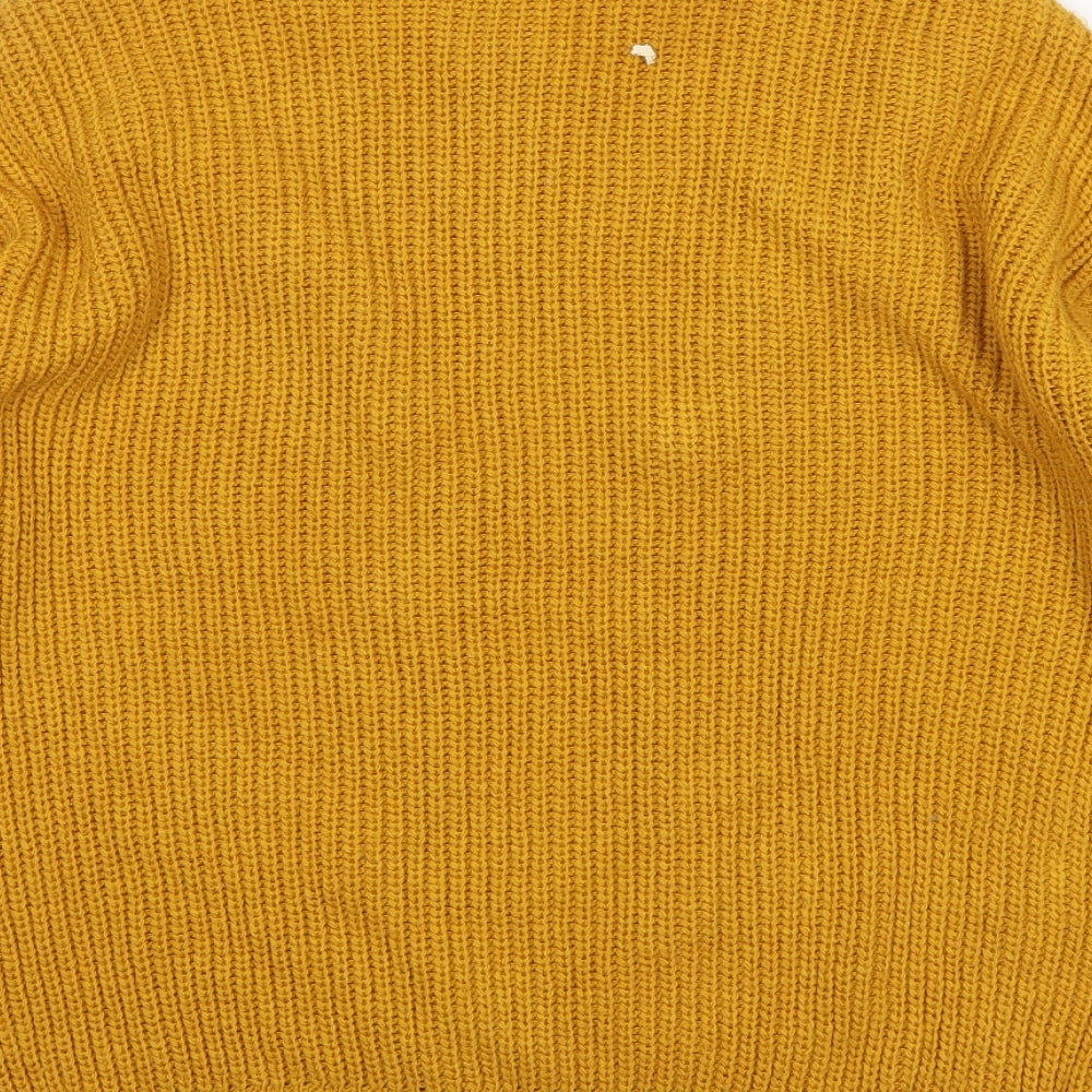 Priamrk Womens Yellow Round Neck  Acrylic Pullover Jumper Size S