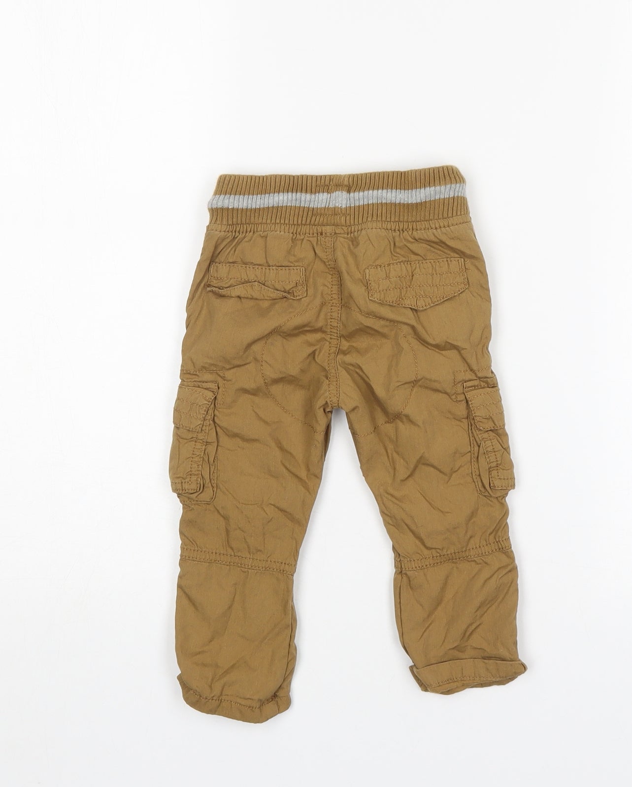 NEXT Boys Beige  Cotton Cargo Trousers Size 6-9 Months