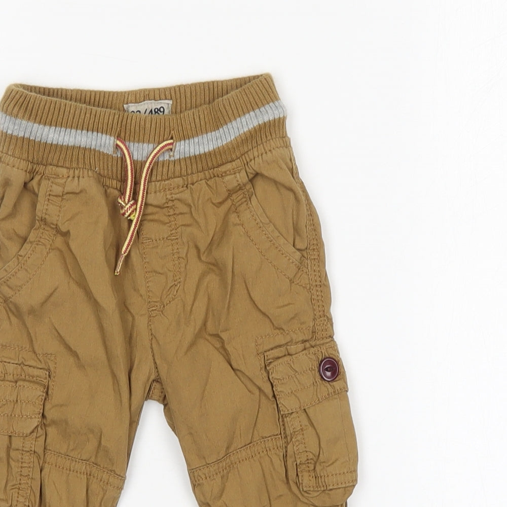NEXT Boys Beige  Cotton Cargo Trousers Size 6-9 Months