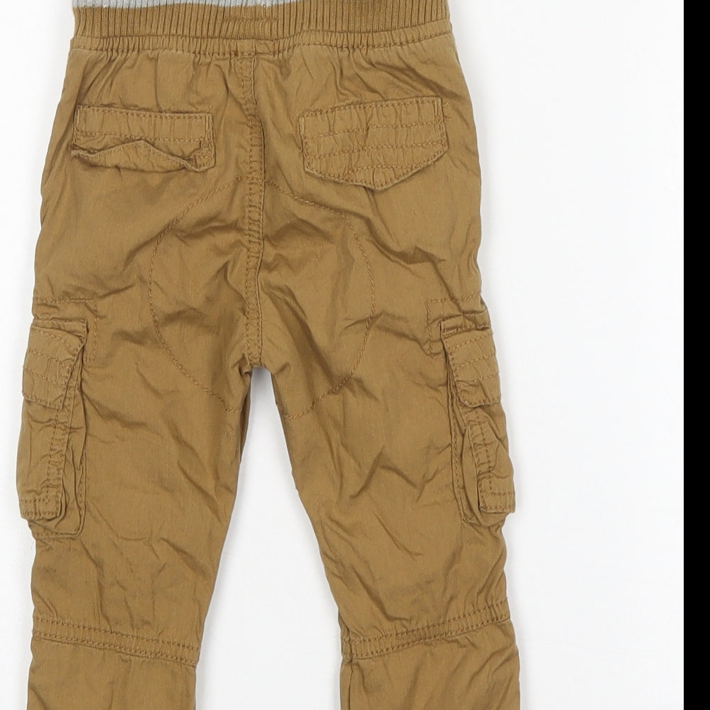 NEXT Boys Beige  Cotton Cargo Trousers Size 6-9 Months