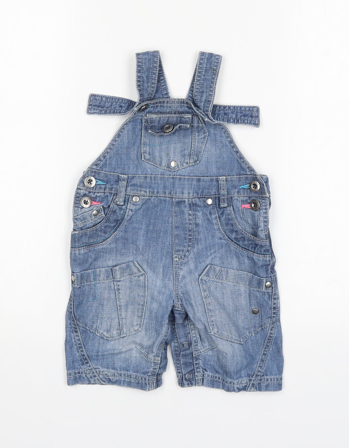NEXT Girls Blue Cotton Dungaree One-Piece Size 12-18 Months