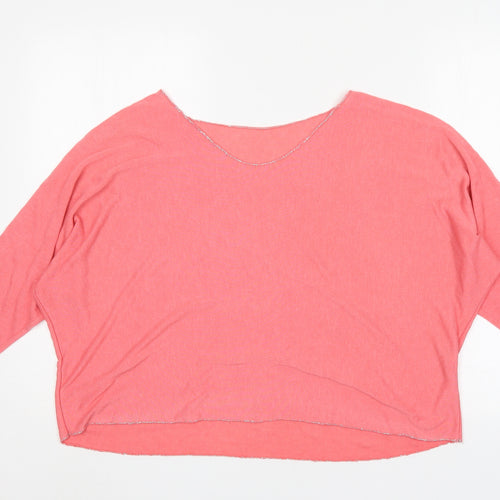 Preworn Womens Pink Round Neck  Viscose Pullover Jumper Size 8