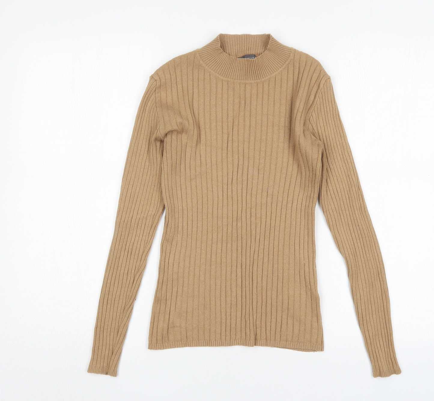 Primark Womens Beige Mock Neck  Viscose Pullover Jumper Size S