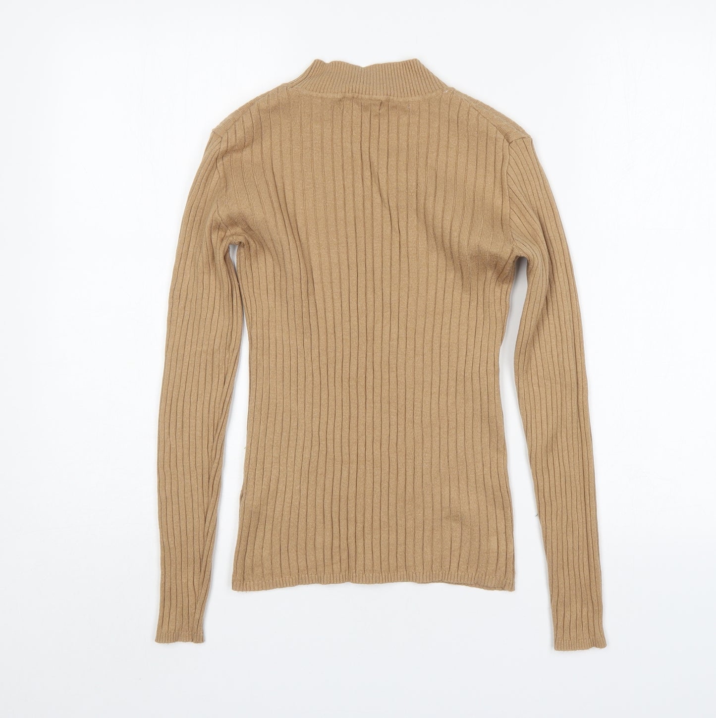 Primark Womens Beige Mock Neck  Viscose Pullover Jumper Size S