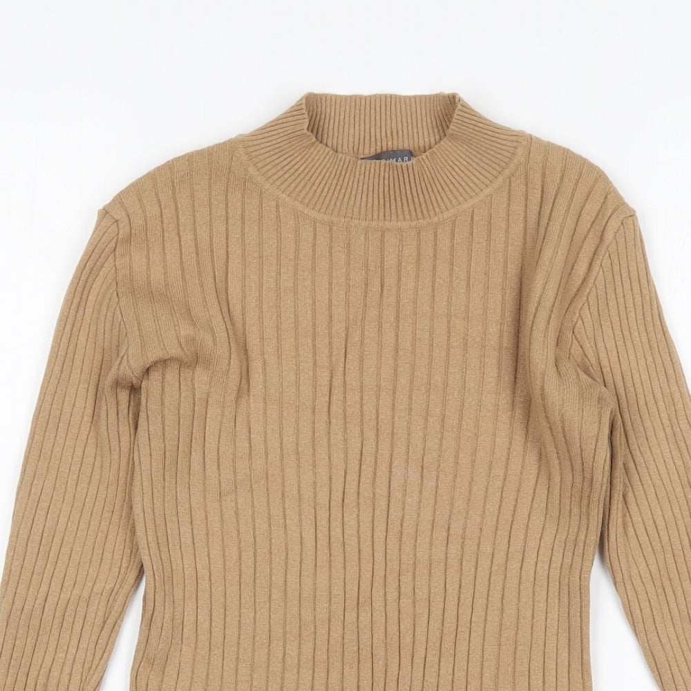 Primark Womens Beige Mock Neck  Viscose Pullover Jumper Size S