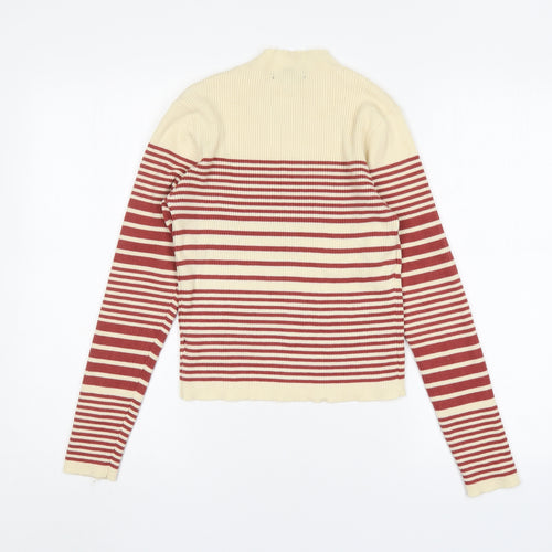 SheIn Womens Multicoloured Mock Neck Striped Nylon Pullover Jumper Size M