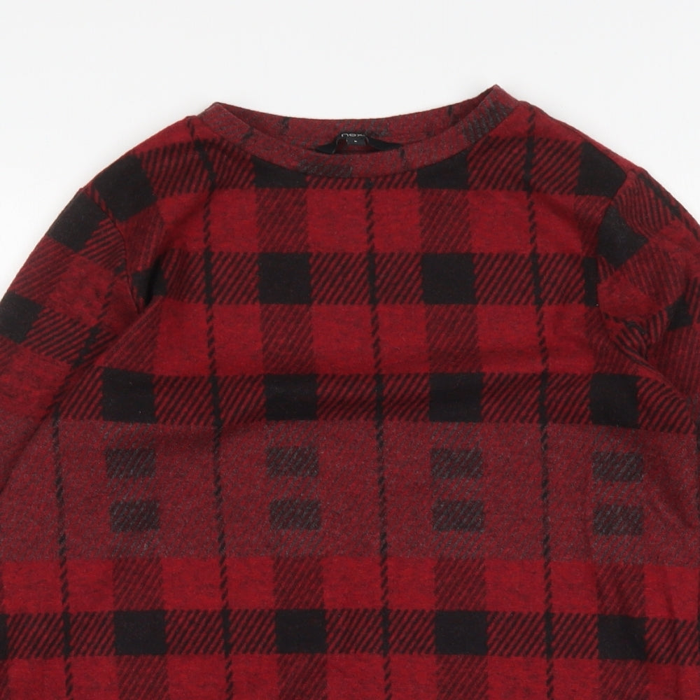 NEXT Womens Multicoloured Round Neck Check Polyester Pullover Jumper Size 8
