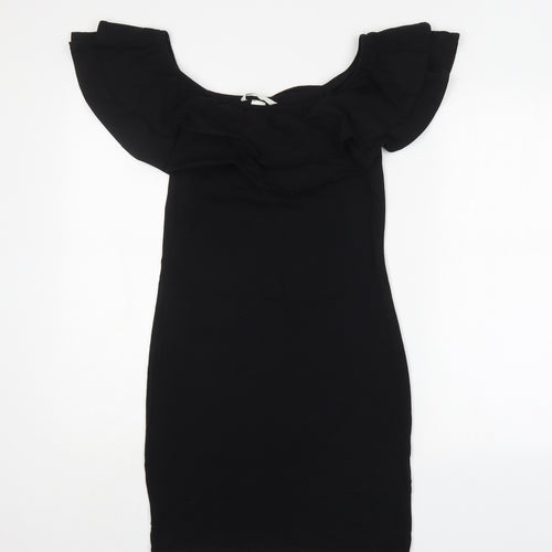 H&M Womens Black  Cotton Mini  Size S  Boat Neck