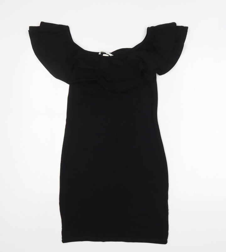 H&M Womens Black  Cotton Mini  Size S  Boat Neck