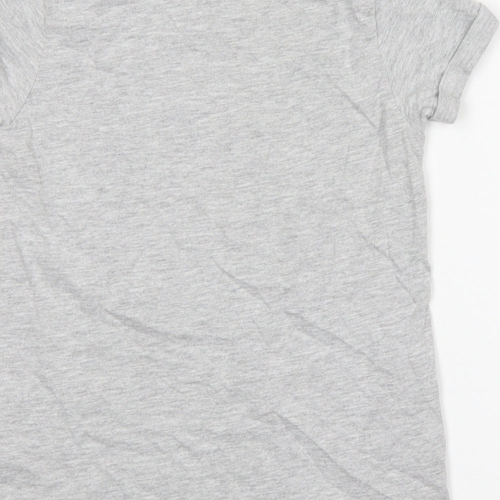 Primark Girls Grey  Cotton Basic T-Shirt Size 9-10 Years Round Neck  - Unicorn