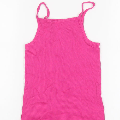 George Girls Pink  Cotton Basic Tank Size 9-10 Years Square Neck