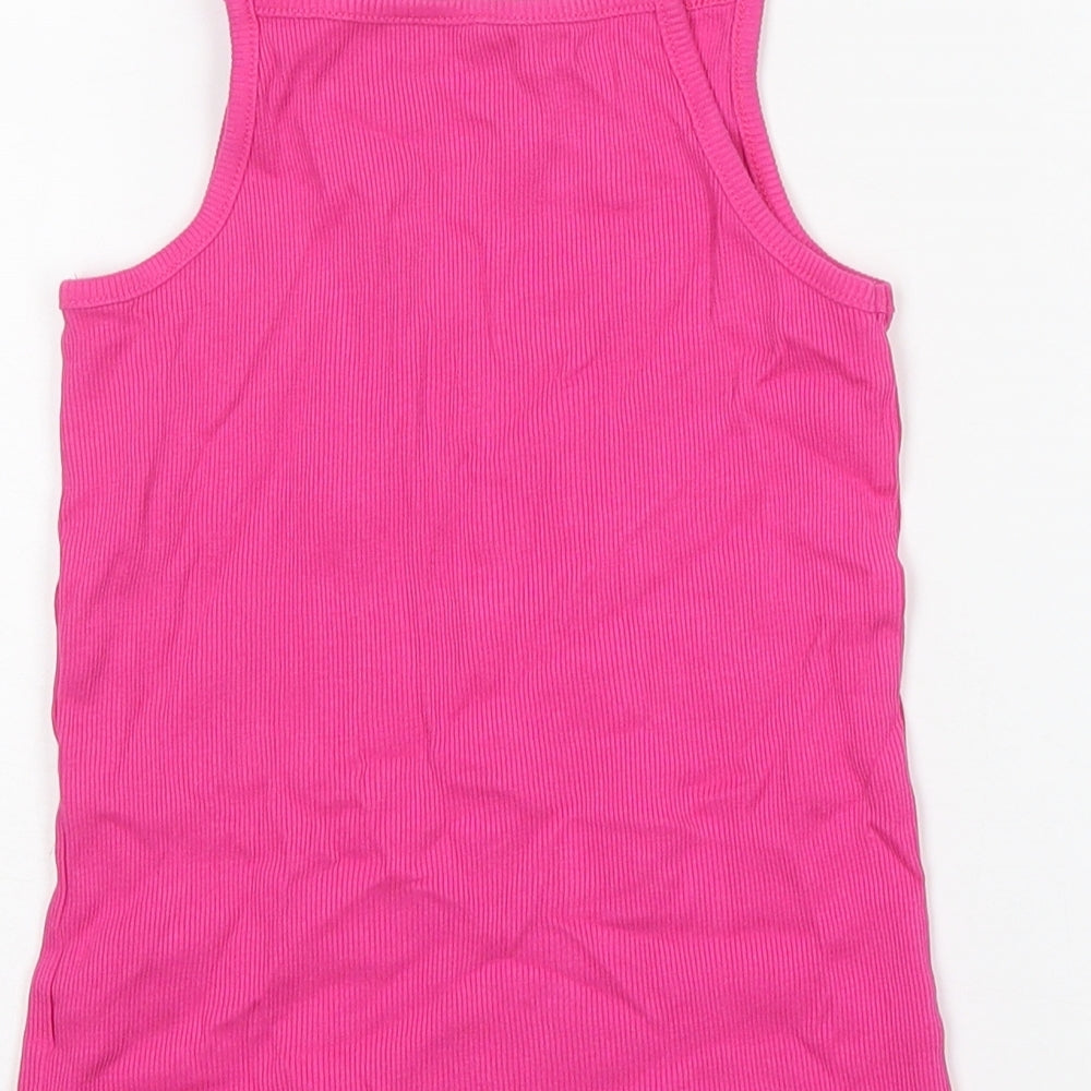 George Girls Pink  Cotton Basic Tank Size 9-10 Years Square Neck