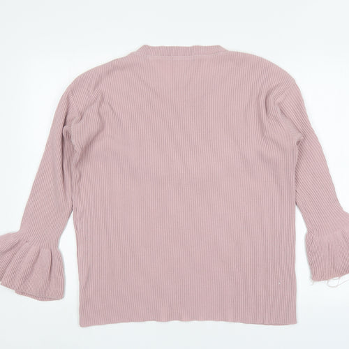 Pura Moda Womens Pink Round Neck   Pullover Jumper Size S