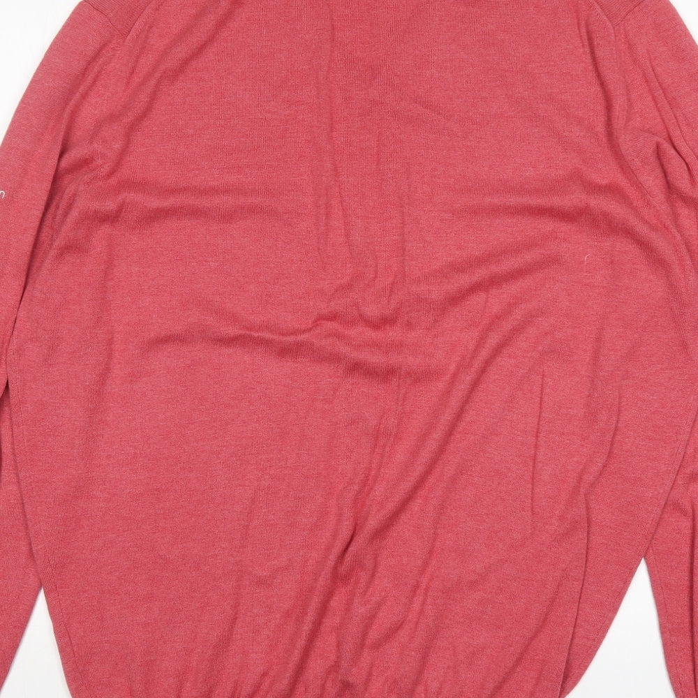Calvin Klein  Mens Pink V-Neck  Cotton Pullover Jumper Size 2XL