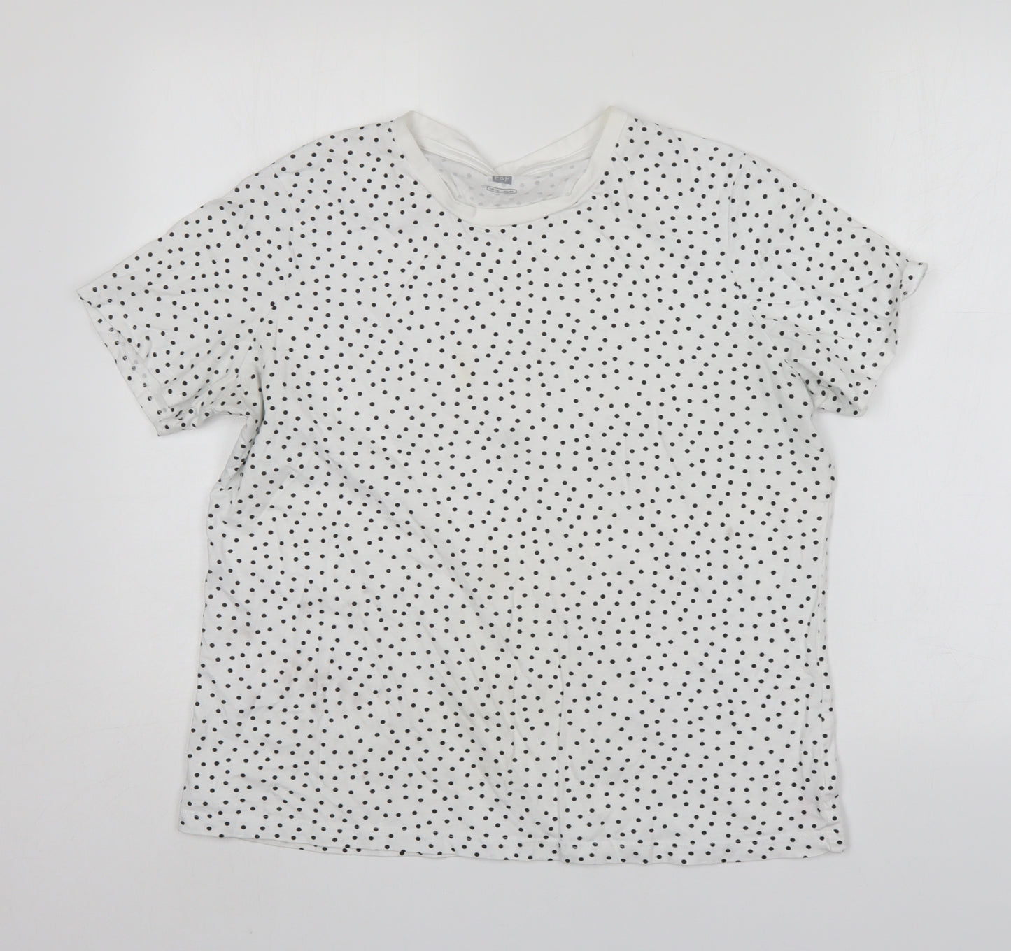 F&F Womens Multicoloured Polka Dot Cotton Basic T-Shirt Size 16 Round Neck