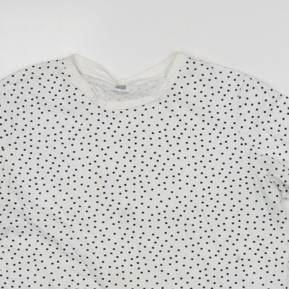F&F Womens Multicoloured Polka Dot Cotton Basic T-Shirt Size 16 Round Neck
