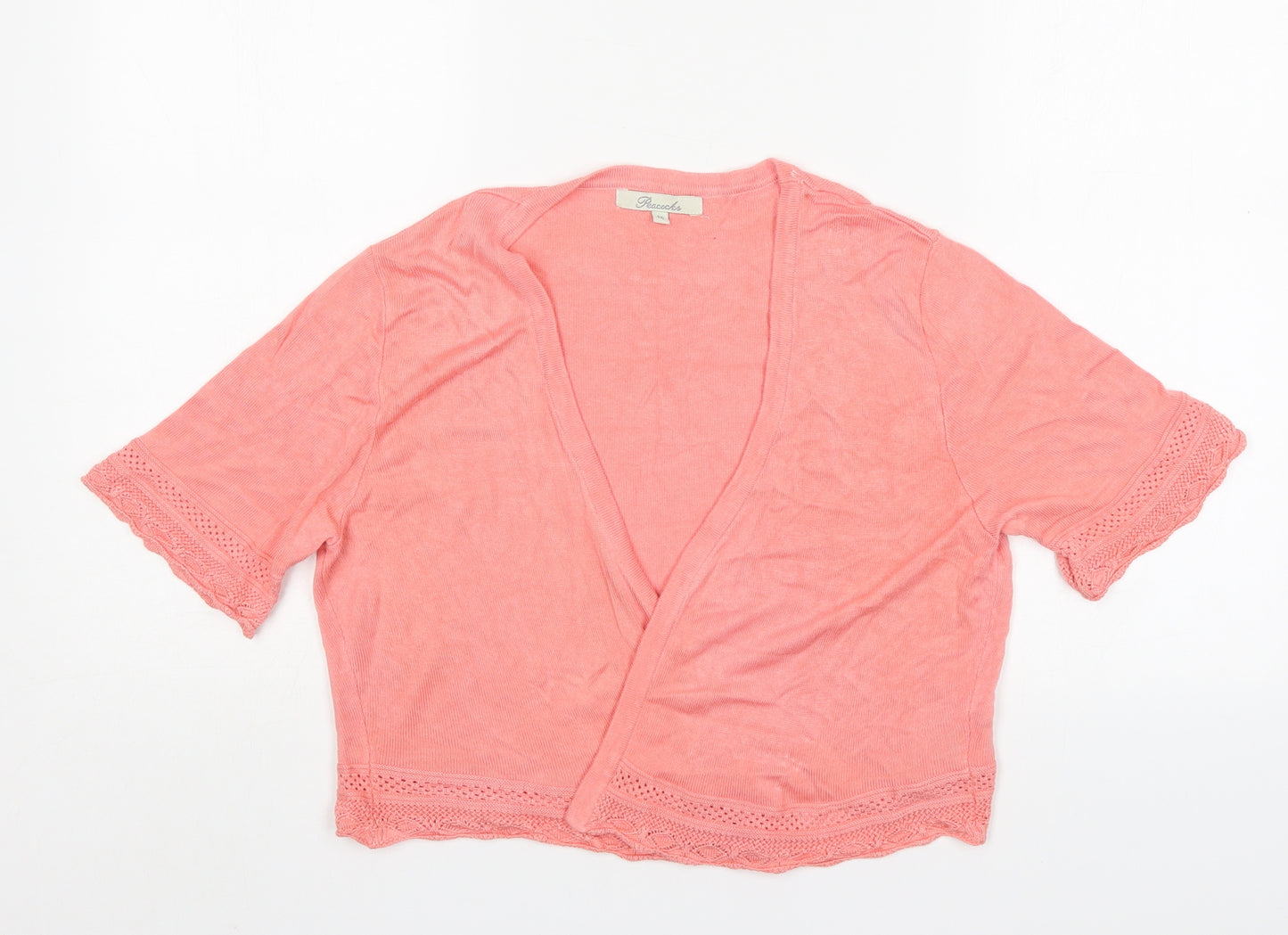 Peacocks Womens Pink V-Neck  Viscose Cardigan Jumper Size 16