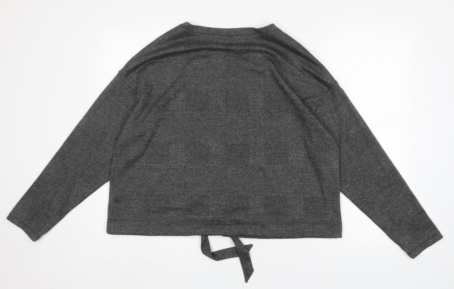 Primark Womens Grey Round Neck Check Polyester Pullover Jumper Size 16
