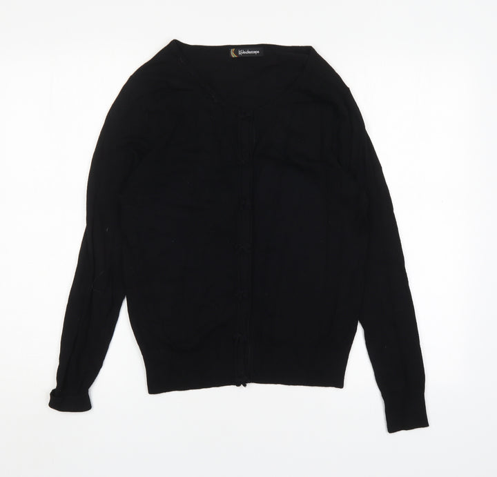 Kaleidoscope Womens Black Round Neck Viscose Cardigan Jumper Size 14