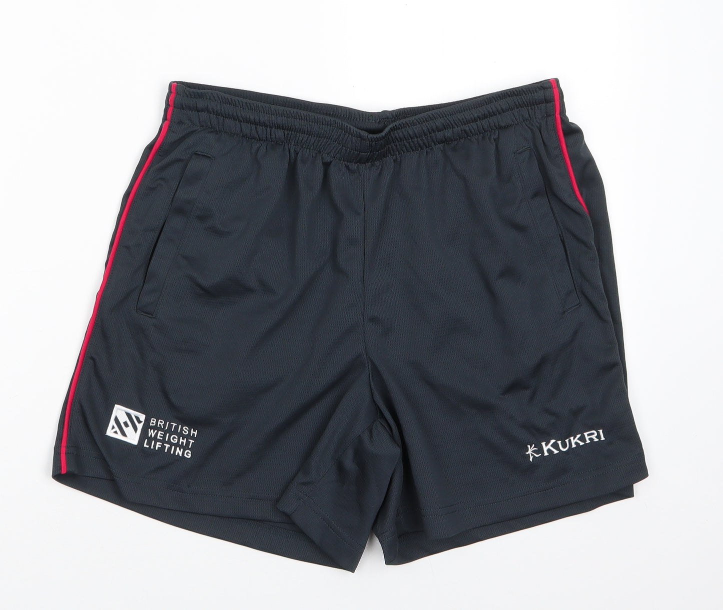 Kukri Mens Grey  Polyester Athletic Shorts Size S  Regular Drawstring - British Weight Lifting Dark Grey